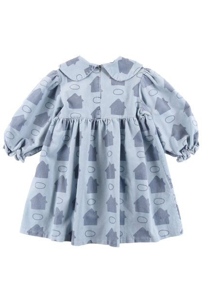 MOVIE - Sky Blue Houses AOP Dress Collar (Sample)