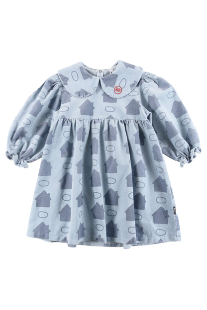 MOVIE - Sky Blue Houses AOP Dress Collar (Sample)