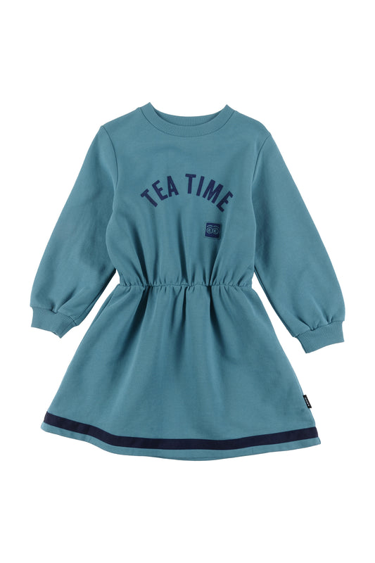 CUDDLE - Turquoise Dress Waisted Puff Sleeve