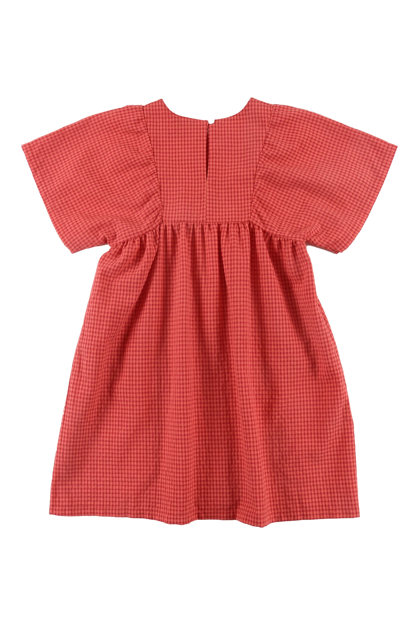 BREEZE - Red Check Dress Loose Fit Front Pockets