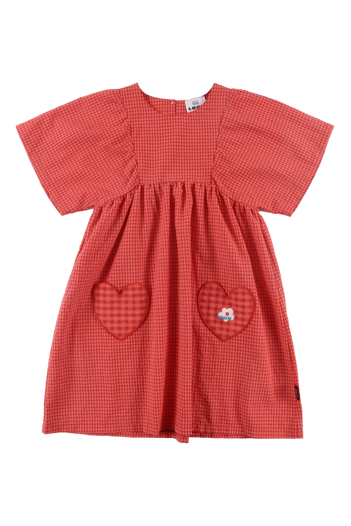 BREEZE - Red Check Dress Loose Fit Front Pockets