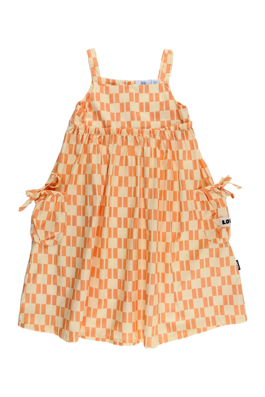 SPLENDORE - Check Vanilla/Papaya Summer Dress