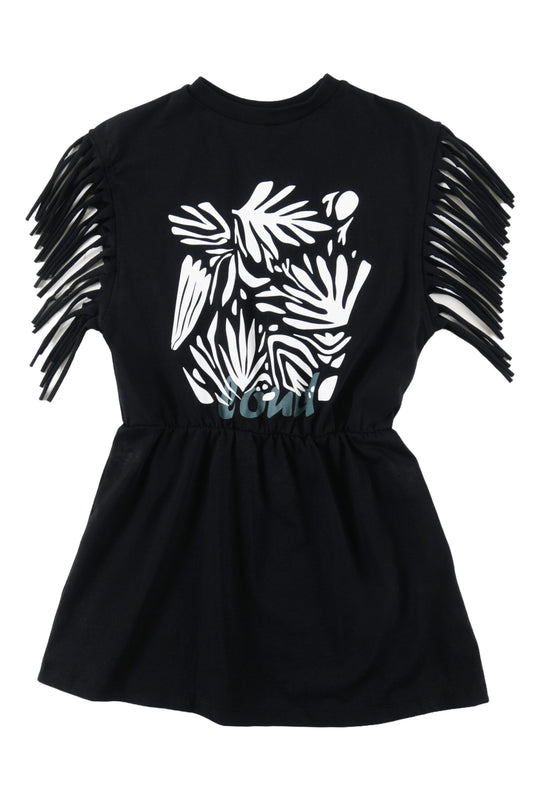 MAHALO - Black Dress Sleeve Fringes