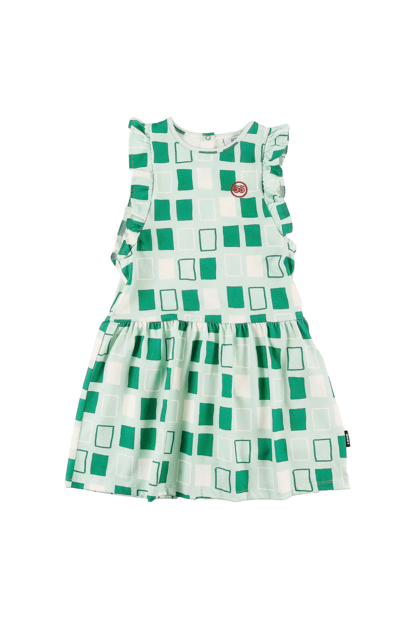 SORBET - Abstract Check AOP Dress Loose Fit Ruffle Armhole (SAMPLE)