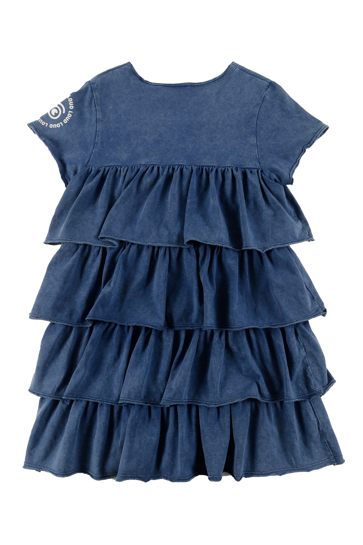 ESTATE - Navy Marble Dye Dress Tiered Layers