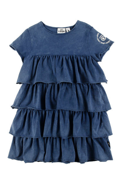 ESTATE - Navy Marble Dye Dress Tiered Layers