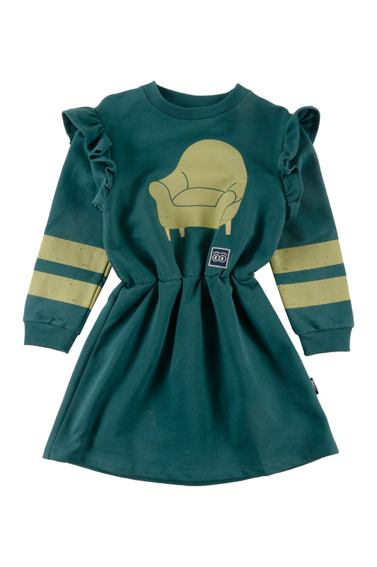 KIN - Green Storm Dress Ruffles Shoulder (Sample)