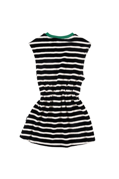 ARANCIA - Anthracite Stripe Sleeveless Dress Elastic Waist (SAMPLE)
