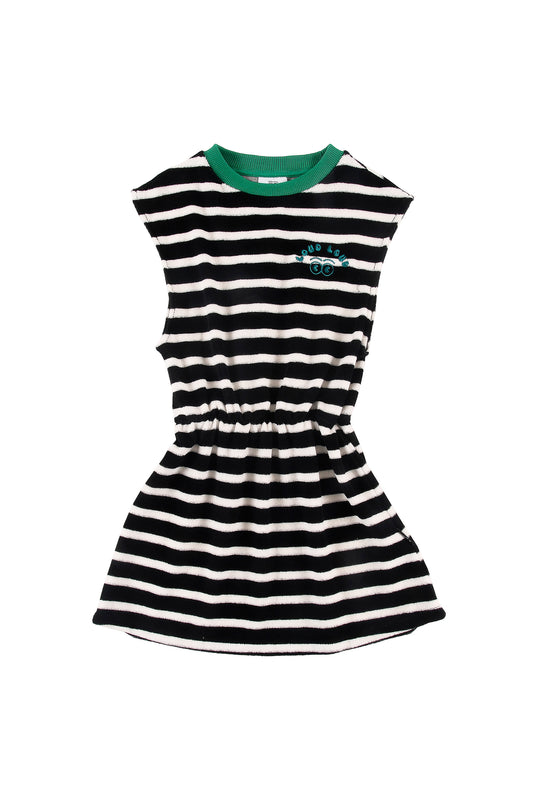 ARANCIA - Anthracite Stripe Sleeveless Dress Elastic Waist