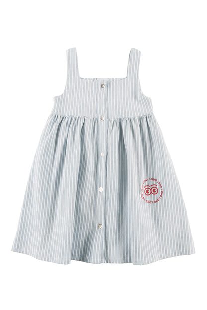 CAFFE’ - Mid Blue Stripe Summer Dress Loose Fit