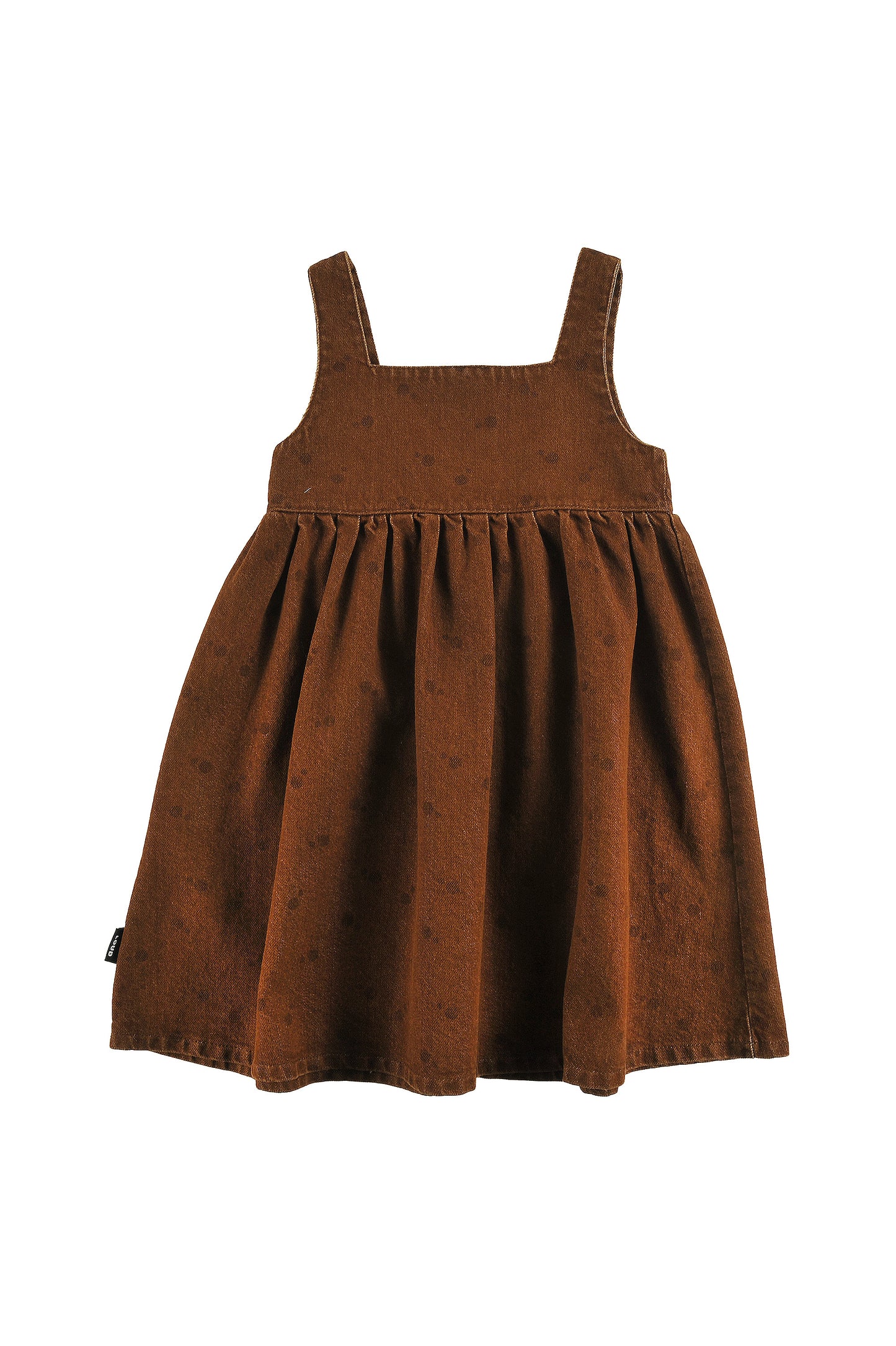 FAST - CHOCO POLKADOT DRESS Straps relaxed fit, buttoned front, circle LOUD eyes logo print