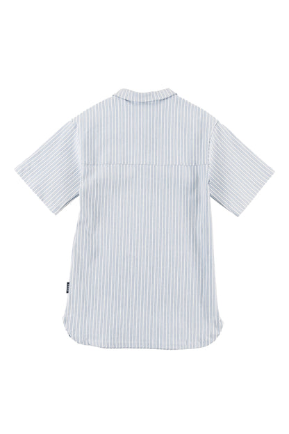AUGUSTA - Mid Blue Stripe Dress Relaxed Fit Drop Shoulder (SAMPLE)
