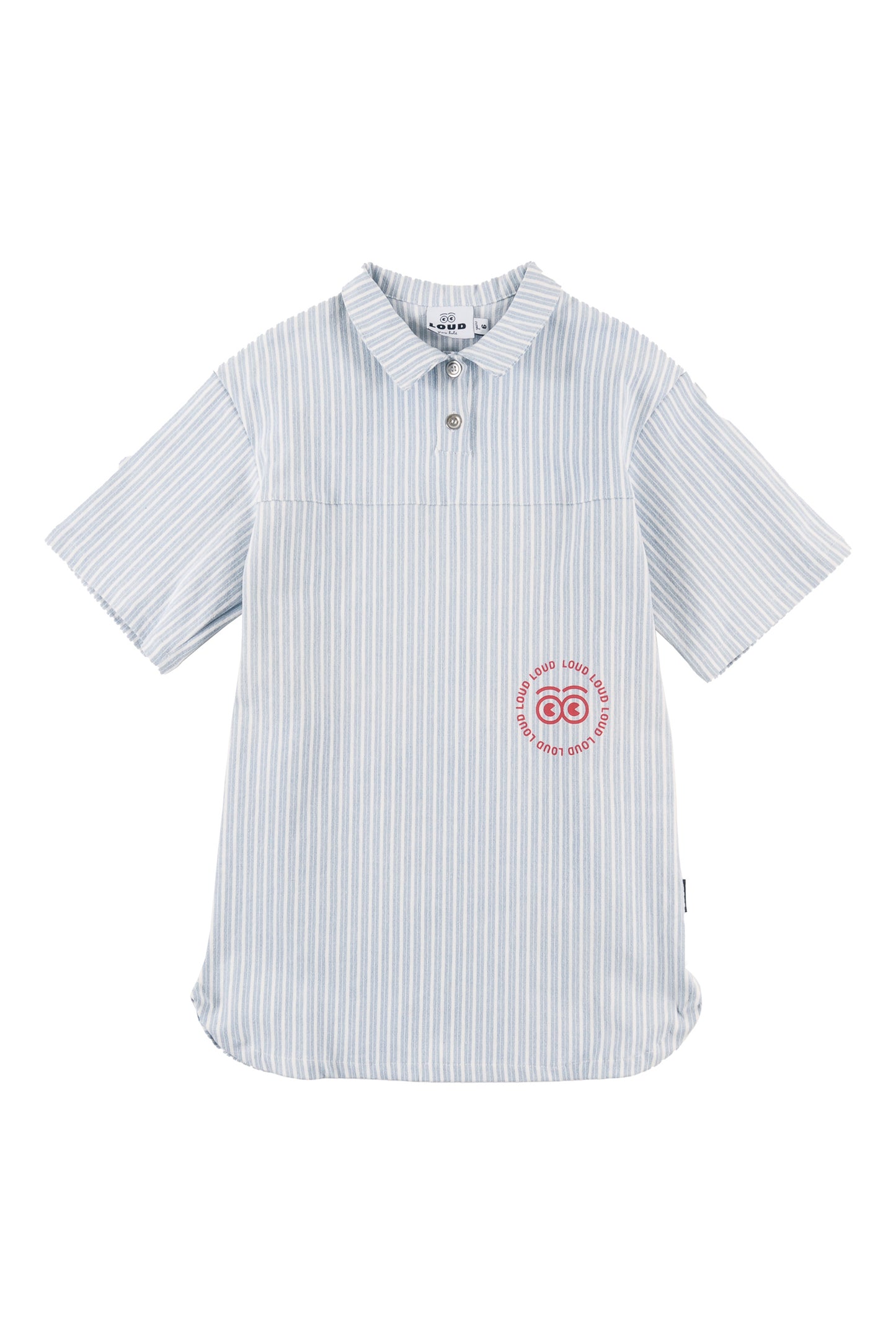 AUGUSTA - Mid Blue Stripe Dress Relaxed Fit Drop Shoulder (SAMPLE)