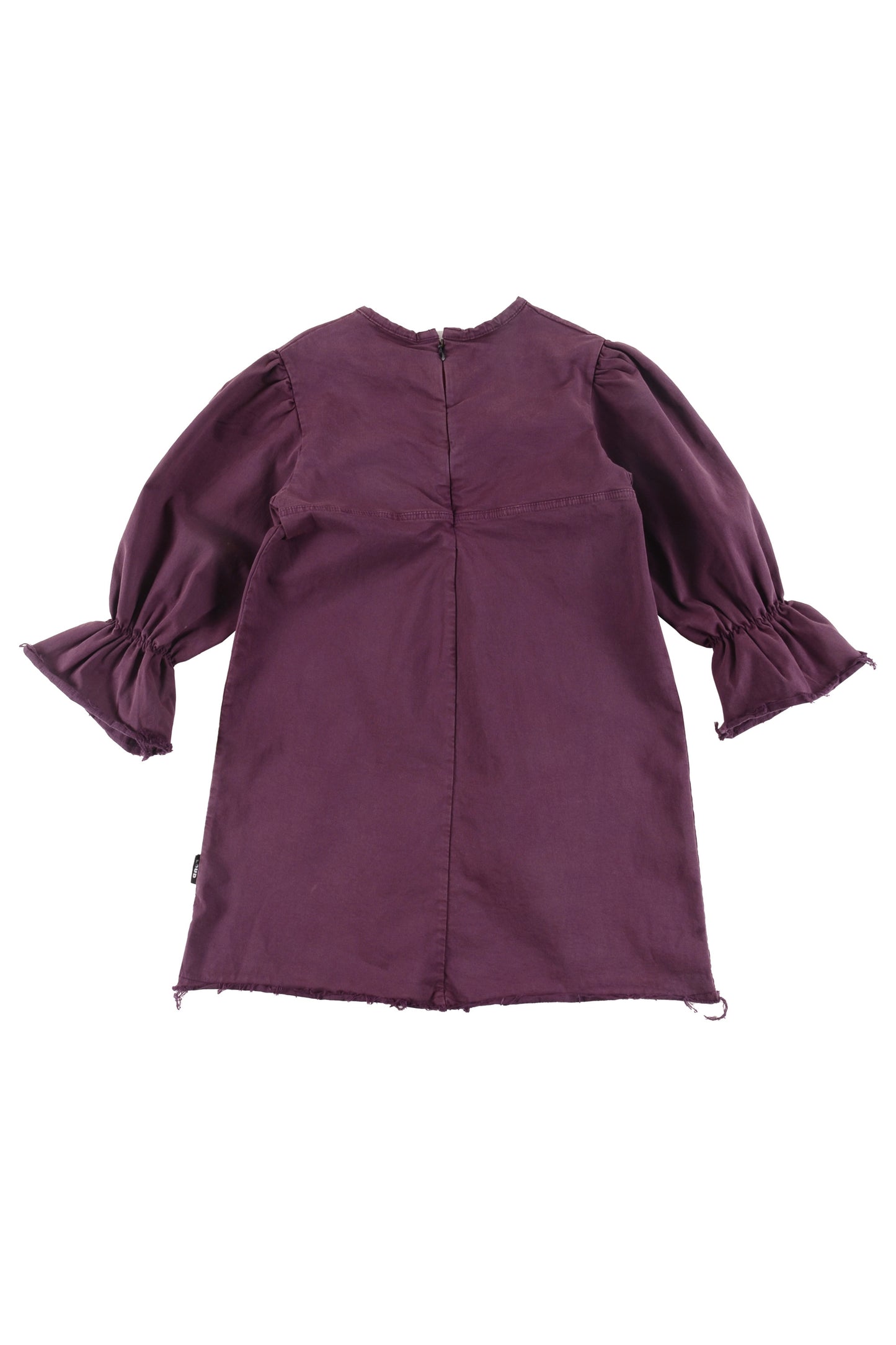 FREEDOM - Grape Wine Stone Wash Dress Puff Sleeve
