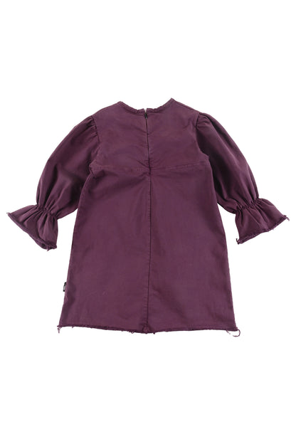 FREEDOM - Grape Wine Stone Wash Dress Puff Sleeve
