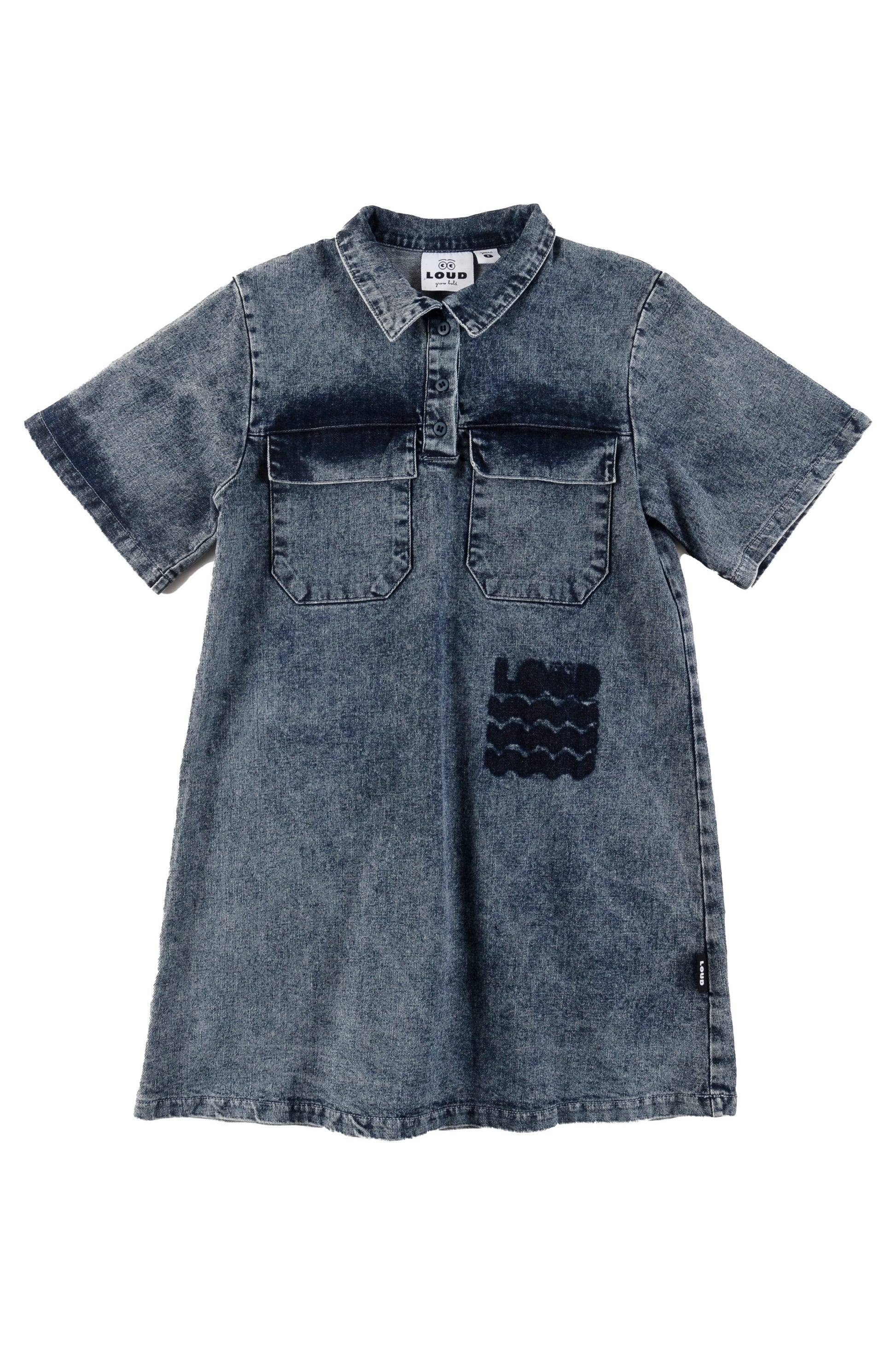 SOLE - Mid Blue Stoned Washed Dress Front Pockets LOUD SOLE - Mid Blue Stoned Washed Dress Front Pockets LOUD