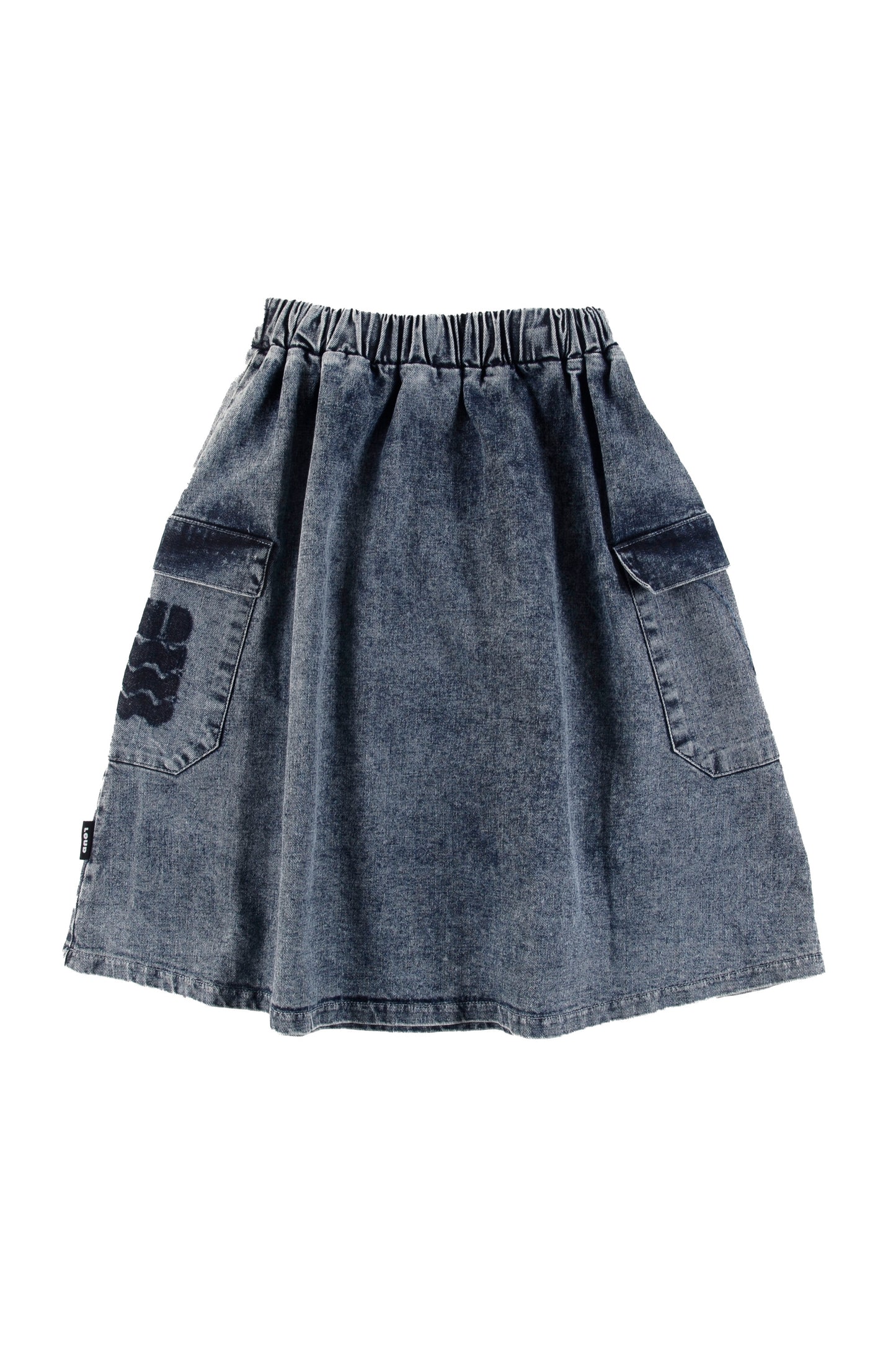 AMICI - Mid Blue Stoned Washed Denim Skirt Midi Pockets