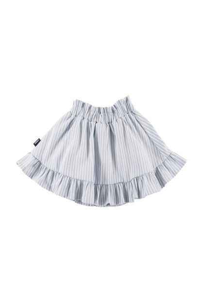 HOTEL - Mid Blue Stripe Mini Skirt Elastic Waist 6y and Up Knee Length