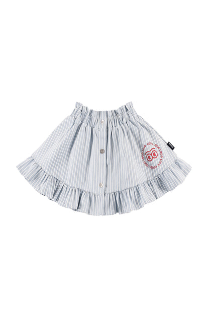 HOTEL - Mid Blue Stripe Mini Skirt Elastic Waist 6y and Up Knee Length