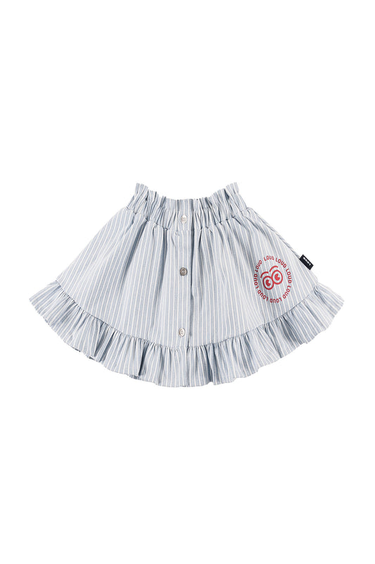 HOTEL - Mid Blue Stripe Mini Skirt Elastic Waist 6y and Up Knee Length