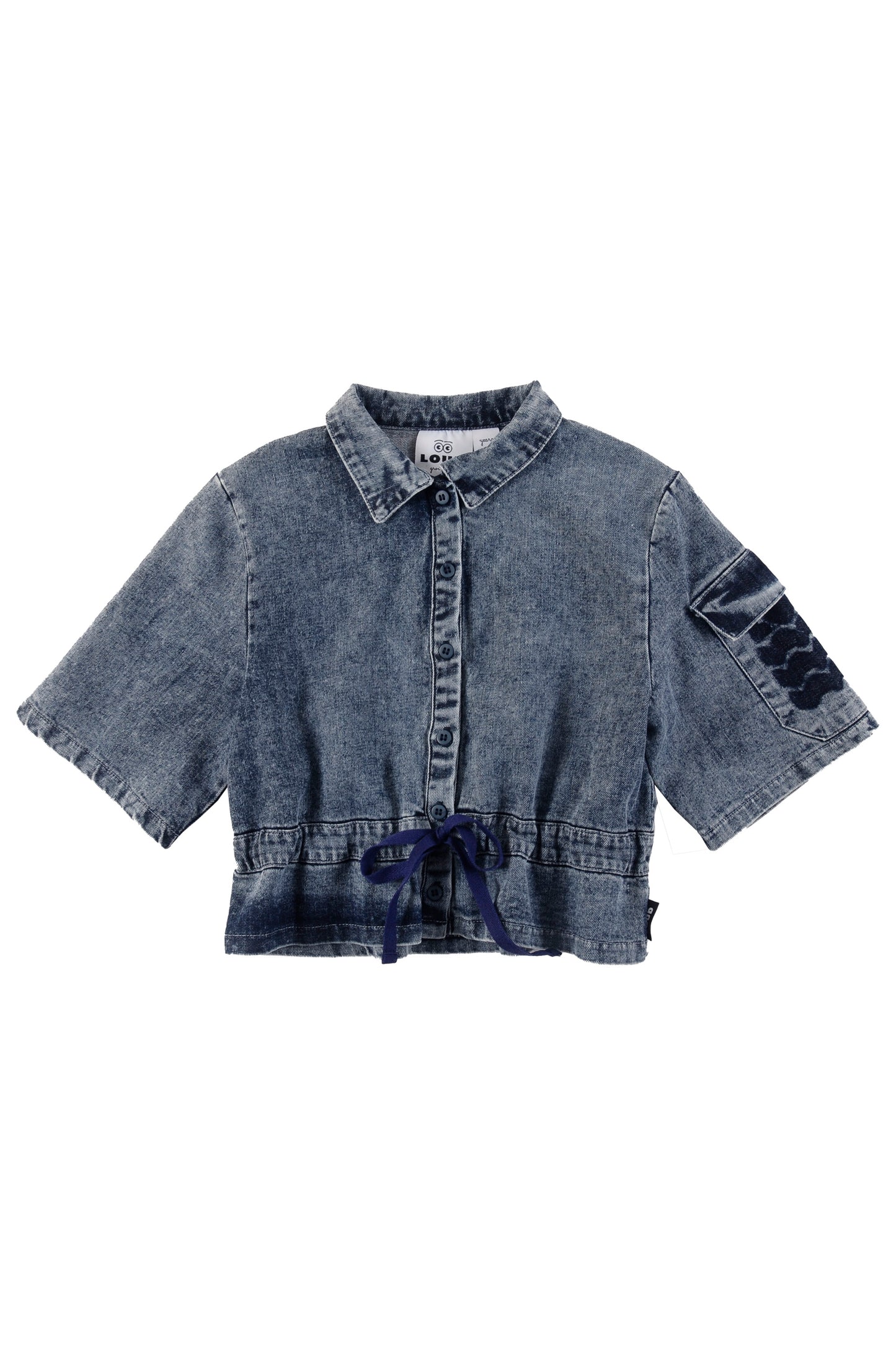 ACQUA - Mid Blue Stoned Washed Denim Shirt 3/4 Sleeves