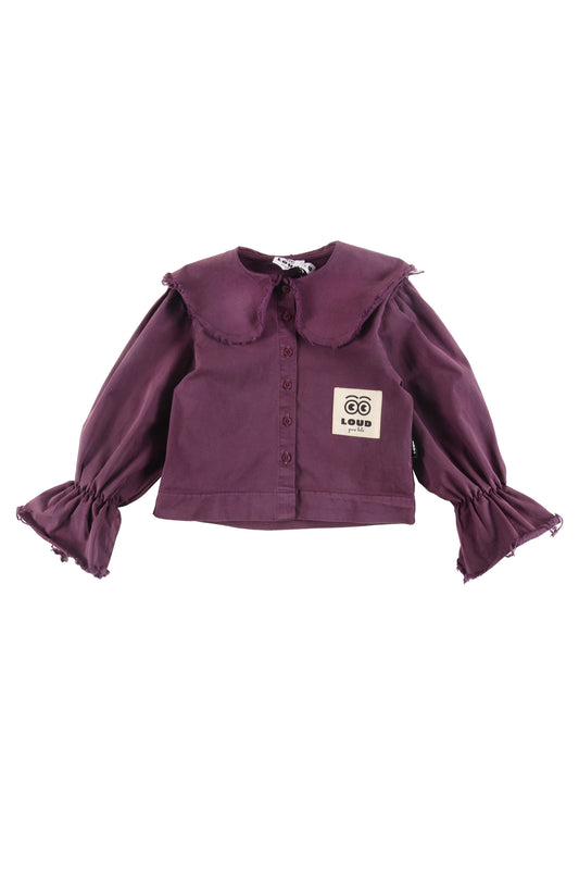 VIRTUE - Grape Wine Stone Wash Shirt Wide Collar