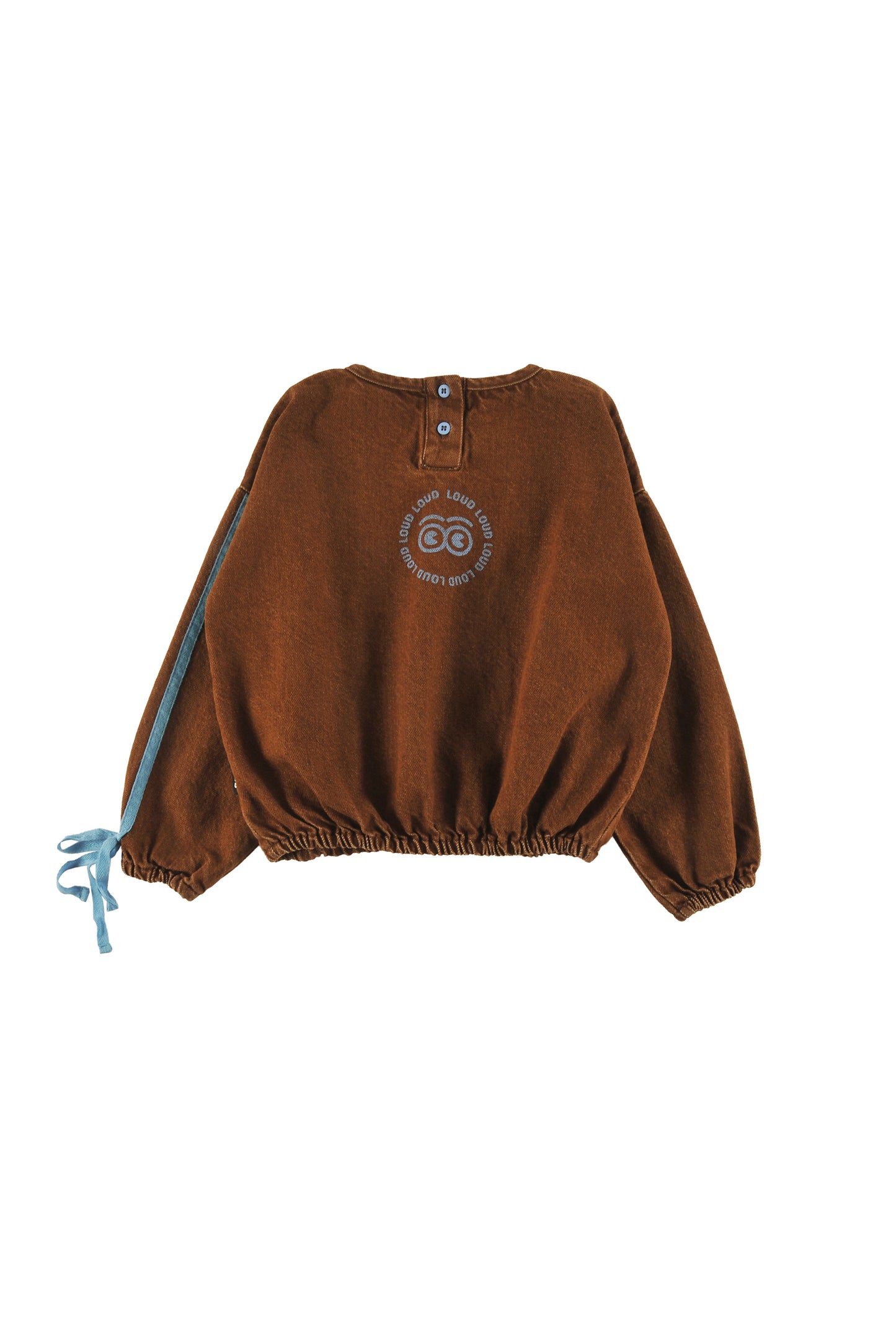TIP - CHOCO BLOUSE loose fit, elasticated waist, contrast tape sleeve circle, LOUD eyes logo print