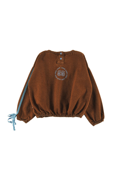 TIP - CHOCO BLOUSE loose fit, elasticated waist, contrast tape sleeve circle, LOUD eyes logo print
