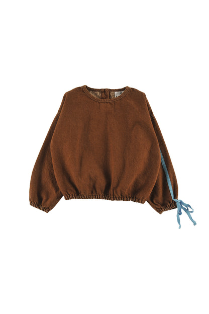 TIP - CHOCO BLOUSE loose fit, elasticated waist, contrast tape sleeve circle, LOUD eyes logo print