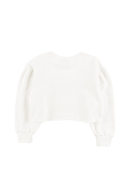 NATURE - OFF WHITE CROP SWEATER loose fit drop shoulder FLOWER print LOUD