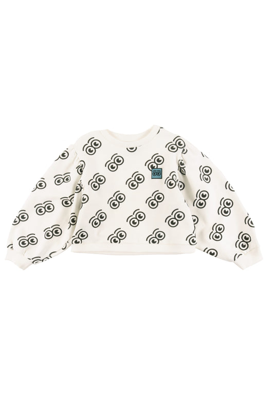 ADORE - Sand/Anthracite AOP Sweater Puff Sleeves