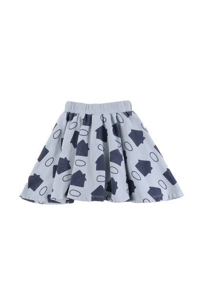 SAFE - Sky Blue Houses AOP Skirt Knee Length