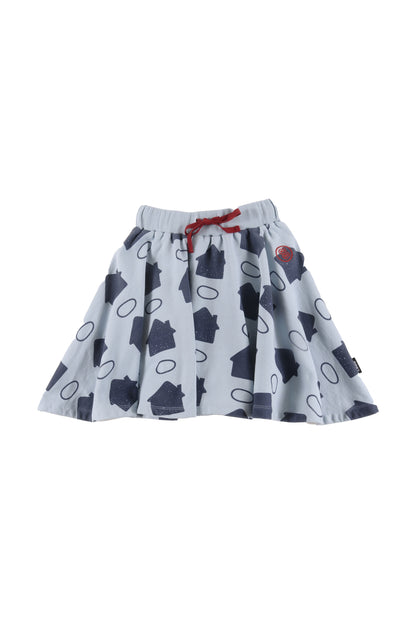 SAFE - Sky Blue Houses AOP Skirt Knee Length