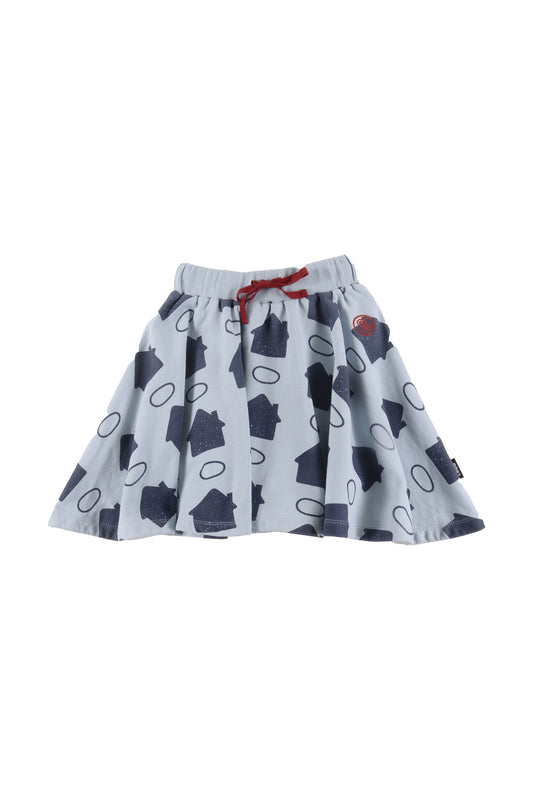 SAFE - Sky Blue Houses AOP Skirt Knee Length