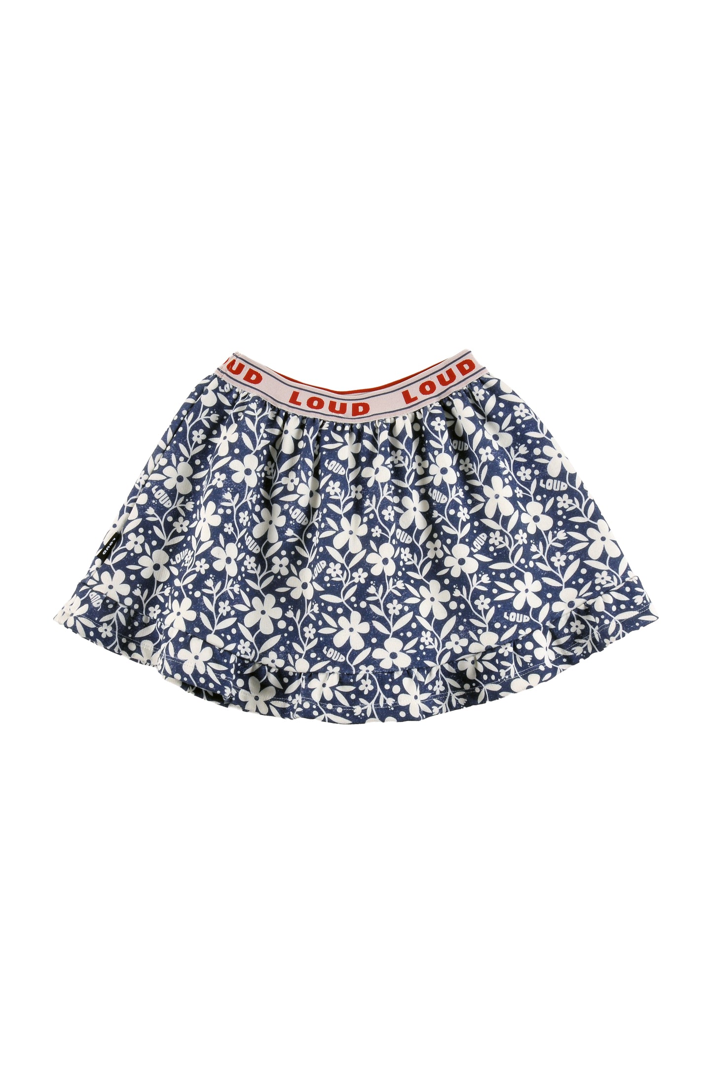 LODGE - Flower AOP MINI SKIRT ruffle bottom, LOUD elastic waist