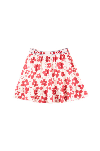 NOTES - Flower AOP Mini Skirt Ruffle Bottom 6yr and Up Knee Length (SAMPLE)