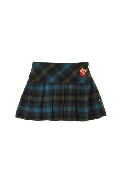 GOGGLES - CHECK MINI SKIRT yoke and pleats, Ice Skate embroidery motif