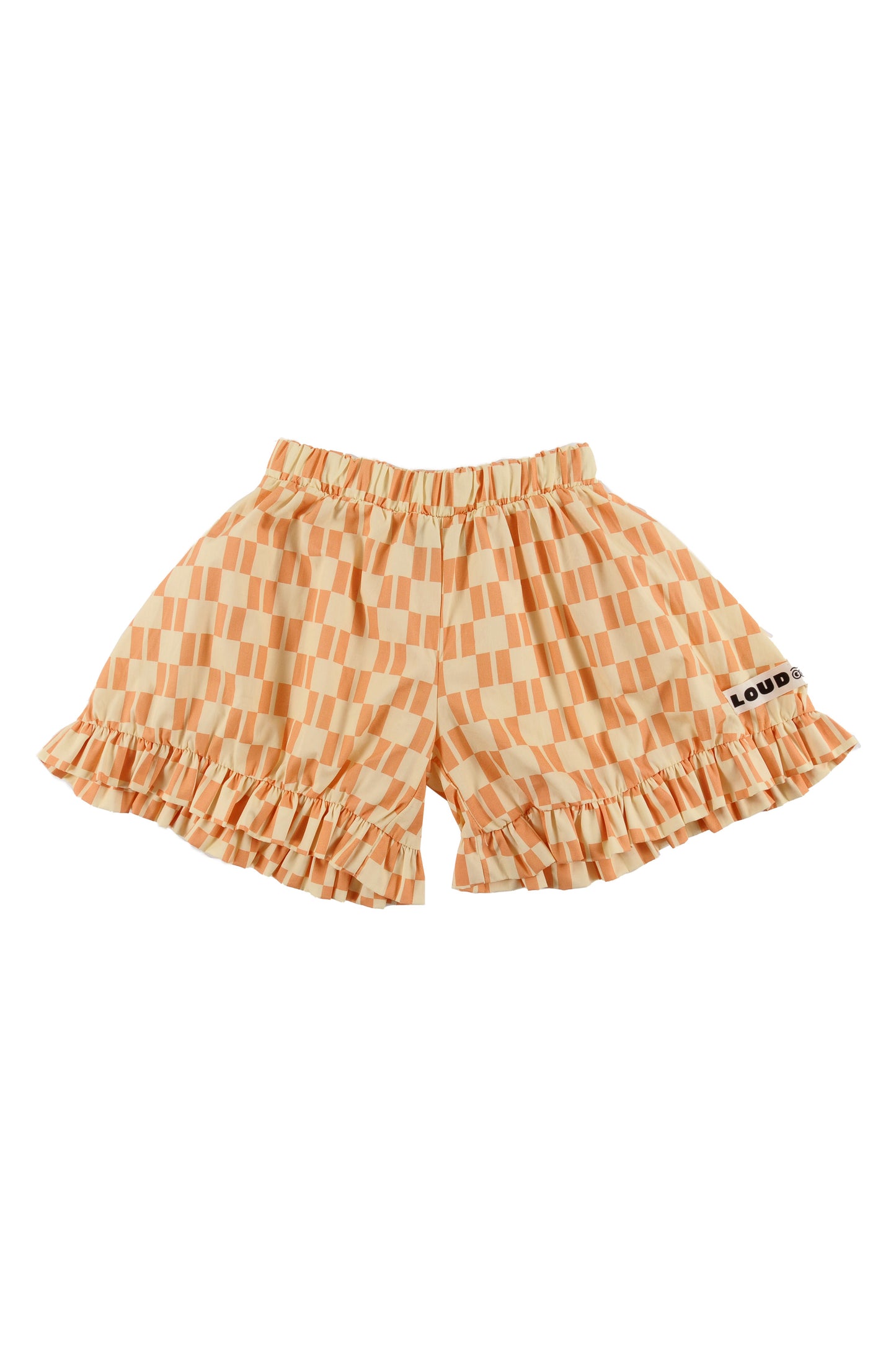 HOLIDAY - Check Vanilla/Papaya Shorts Ruffles (Sample)
