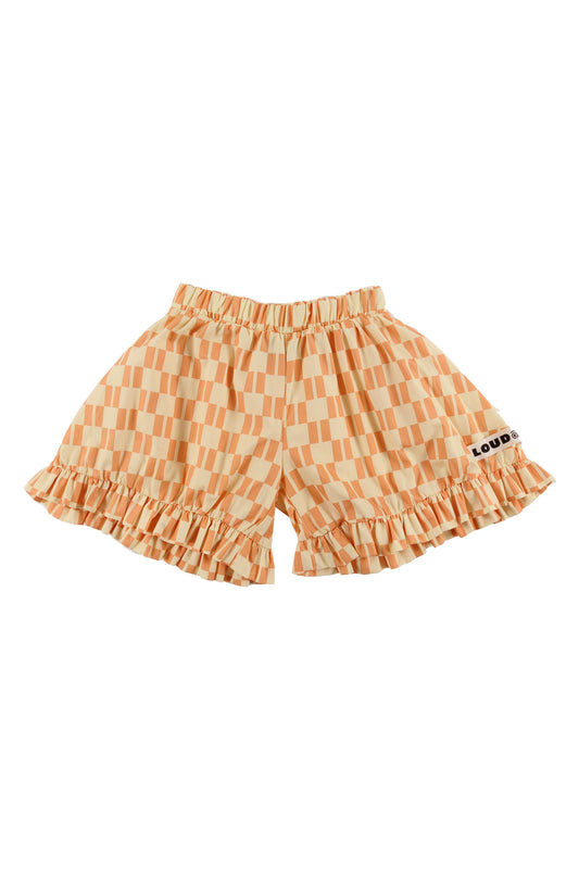 HOLIDAY - Check Vanilla/Papaya Shorts Ruffles (Sample)