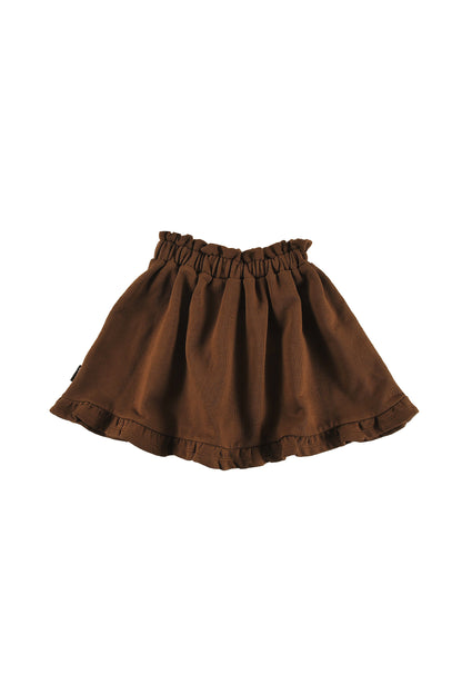 PASS - FONDUE FUDGE MINI SKIRT elasticated waist, ruffle bottom contrast, 2 tone stripe cotton tape