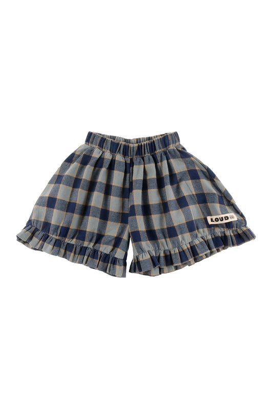 KIND - Check Indigo Shorts Ruffles (Sample)