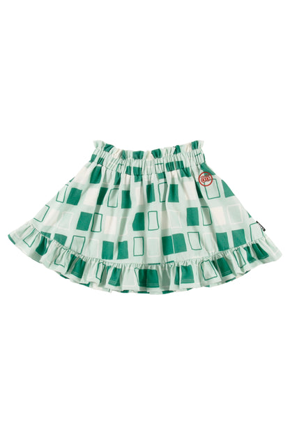 COOKIE - Abstract Check AOP Mini Skirt Elasticated Waist (SAMPLE)