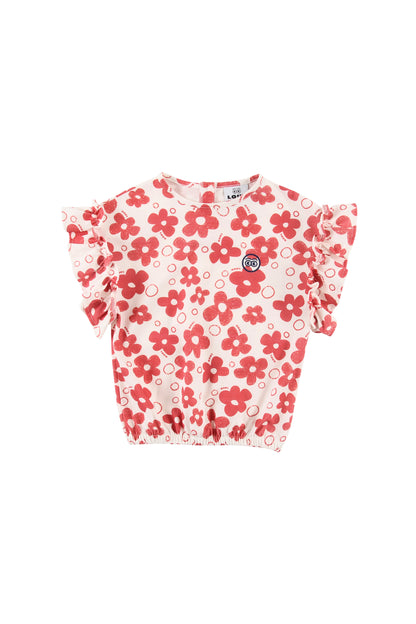 FLOWER - Flower AOP Girl Top Ruffle
