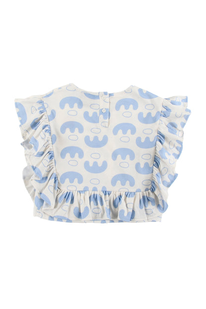 BEACH - Abstract Boat AOP Top Ruffles