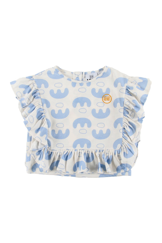 BEACH - Abstract Boat AOP Top Ruffles