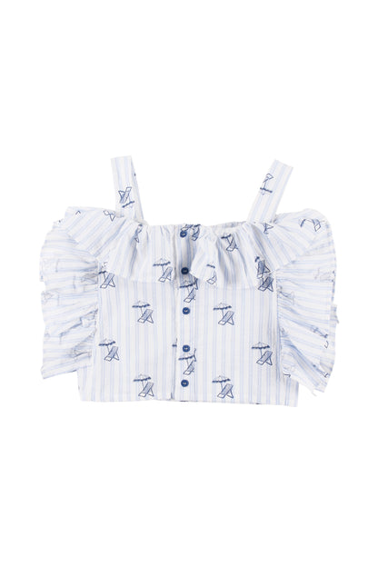 COSTA - Deckchair AOP Summer Top Ruffled Around Body (SAMPLE)