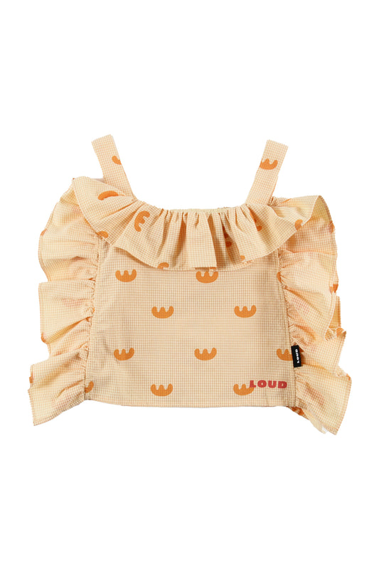 ANCORA - Abstract Boat Small AOP Summer Frill Top (Sample)