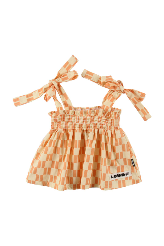 SALE - Check Vanilla/Papaya Summer Top (Sample)