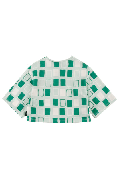 VANILLA - Abstract Check AOP Crop Top Loose Fit (SAMPLE)