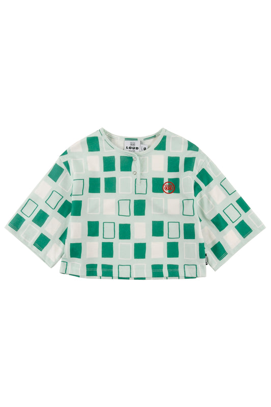 VANILLA - Abstract Check AOP Crop Top Loose Fit (SAMPLE)